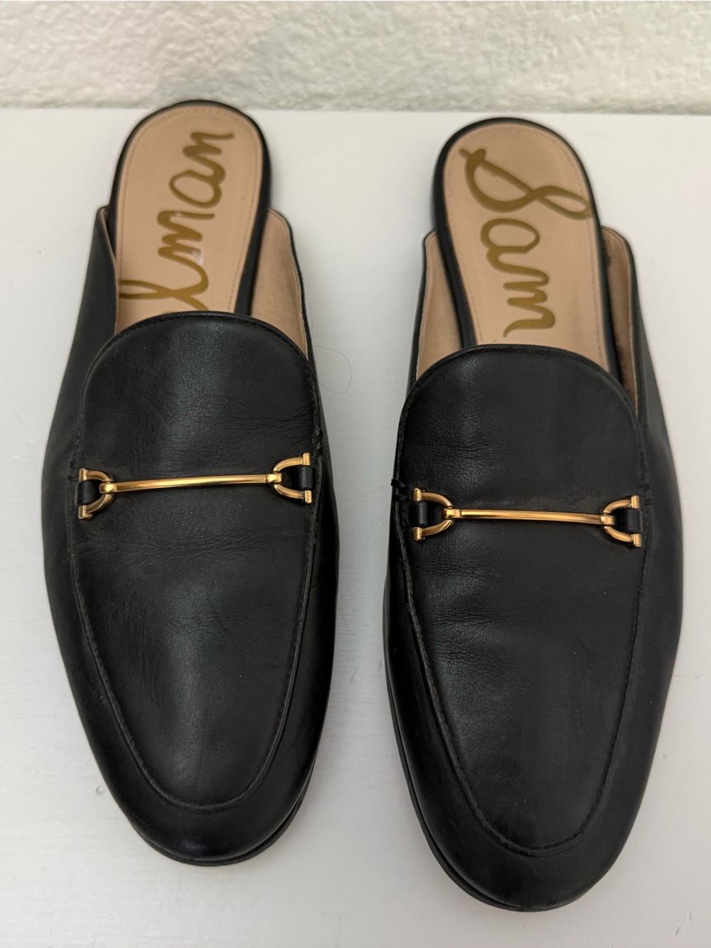Sam Edelman Black Leather Slip-On Horsebit Loafers